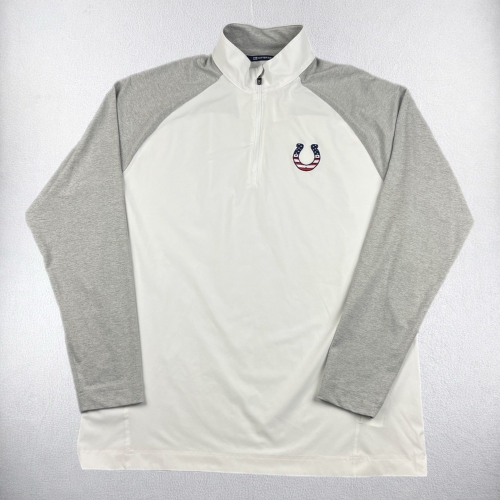 Cutter & Buck Quarter Zip Pullover Mens Medium White Gray Indianapolis Colts NFL